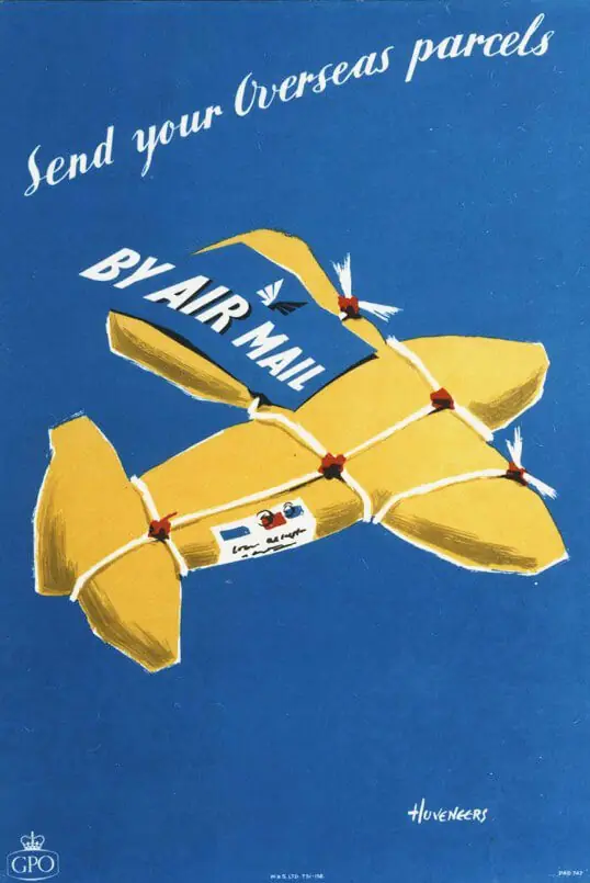 Vintage GPO poster: Send your overseas parcels by air mail