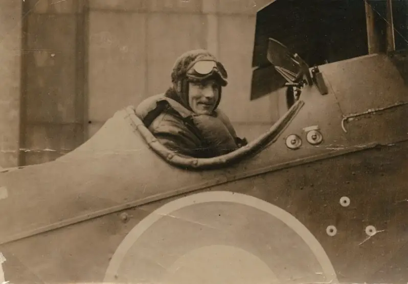 Airmail pilot in his cockpit, 1919